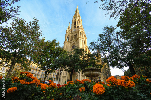 Cathedral of the Good Shepherd with flowers in the foreground photo