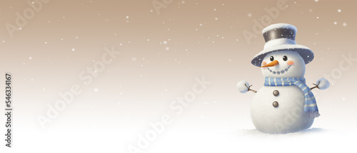 a cute little happy snowman , copy space  © Markus