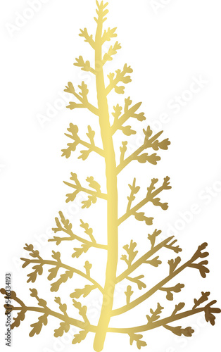 Golden winter leaf branch 