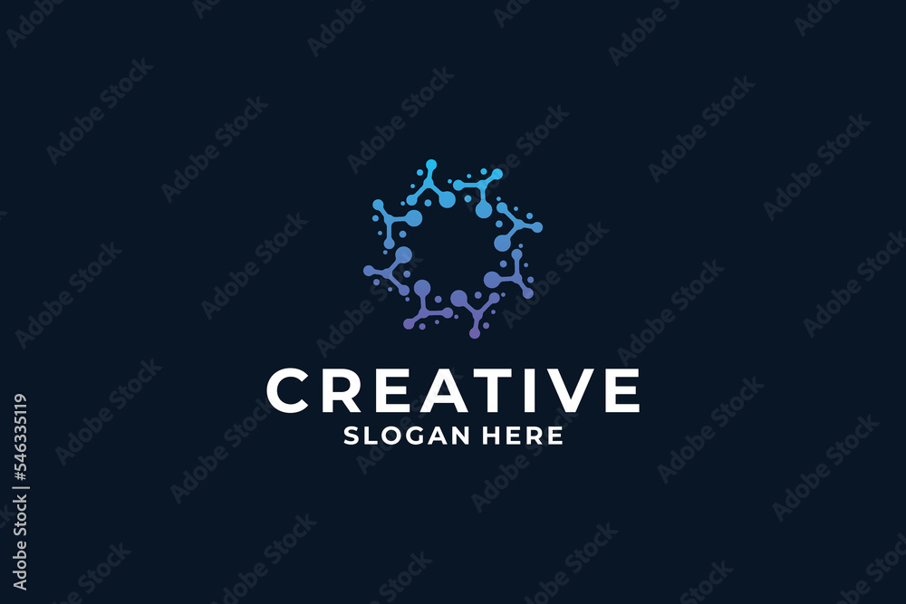 Letter O logo design. Initial O combine with dot, connection, molecule, connection concept. Letter O logo design. Initial O combine with dot, connection, molecule, connection concept.