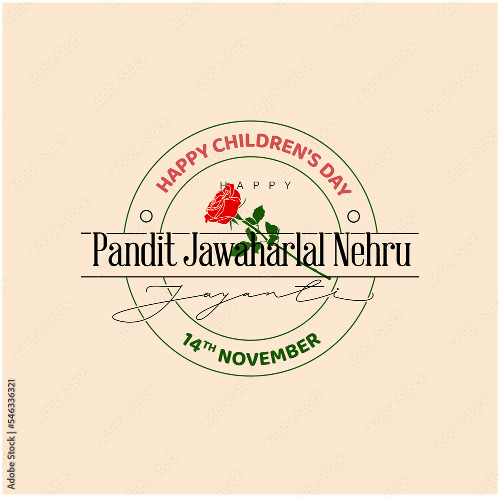 Happy Children's day And pandit Jawahar Nehru Jayanti greetings typography.