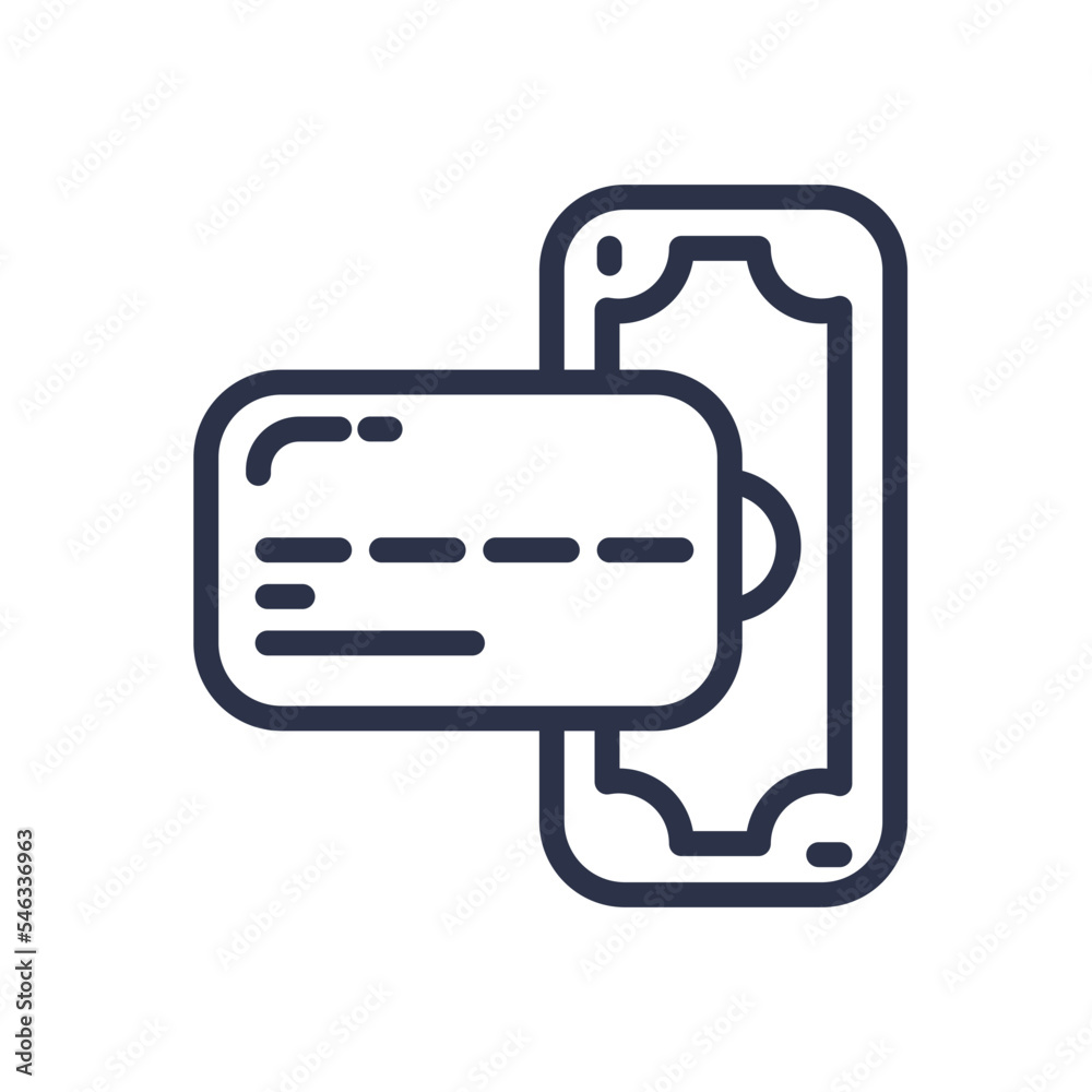 Bank credit card and money banknote icon vector Bank credit card and money banknote icon vector