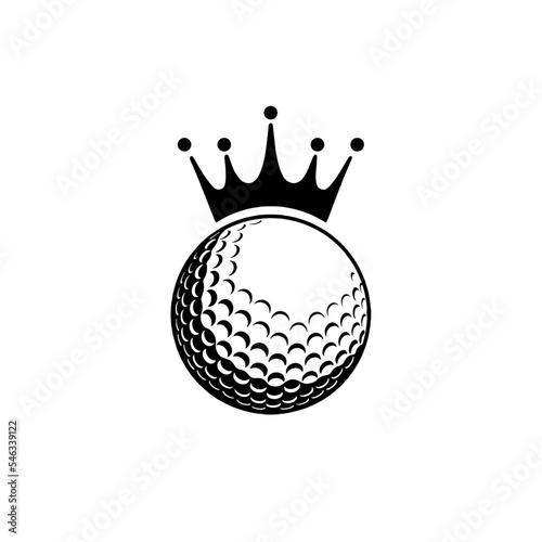 Black and White golf with crown Isolated Icon