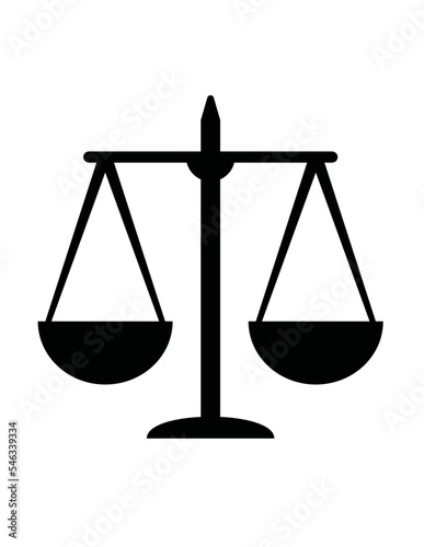 Black Justice scale icon on white background