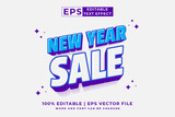 Editable text effect new year sale 3d cartoon style premium vector
