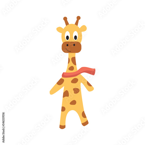 Cute giraffe. It can be used for printing on T-shirts, children's clothing design, invitation card for a children's holiday. Vector cartoon illustration.