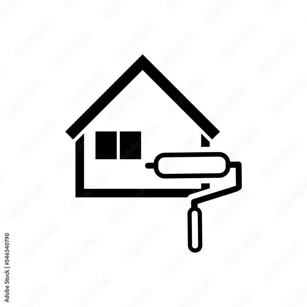 Painting the house icon isolated on white background. Painting the house icon isolated on white background.