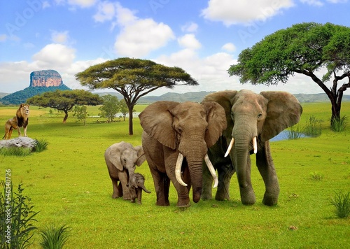 Photography elephant, africa, landscape, summer, savannah, elephants,