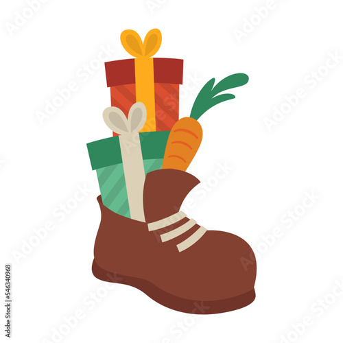 Saint Nicholas or Sinterklaas filled Boot with gifts - Saint Nicholas day photo