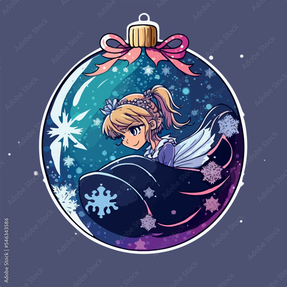 Fototapeta premium Christmas ball sticker, xmas balls stickers decoration. Winter holidays