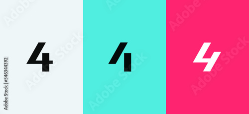 Set of number 4 minimal logo icon design template elements