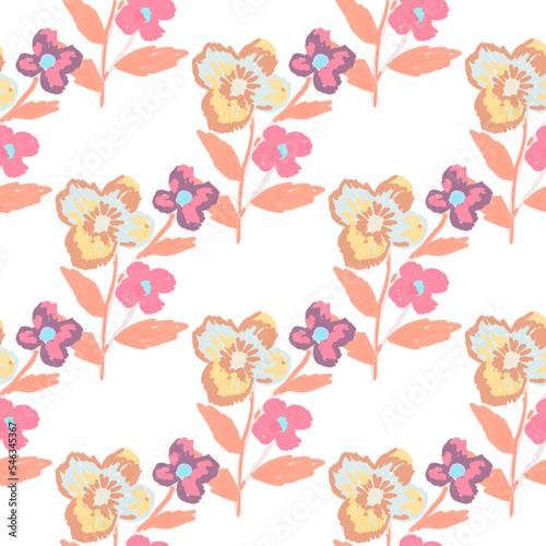 Wallpaper Mural Doodle stylized flowers seamless pattern. Decorative naive botanical texture. Creative flower background. Torontodigital.ca