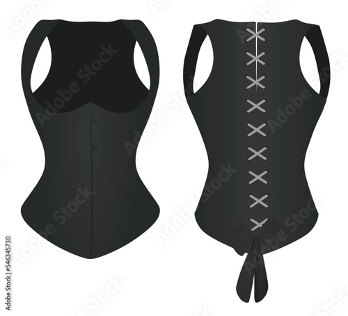 Women black corset . vector illustration
