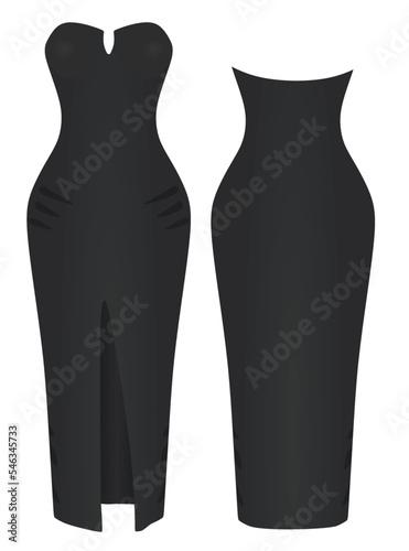 Black evening dress. vector illustration
