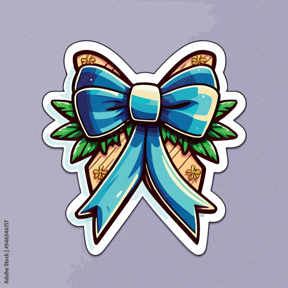 Christmas bow cartoon sticker, xmas bows ornament stickers. New-year collection