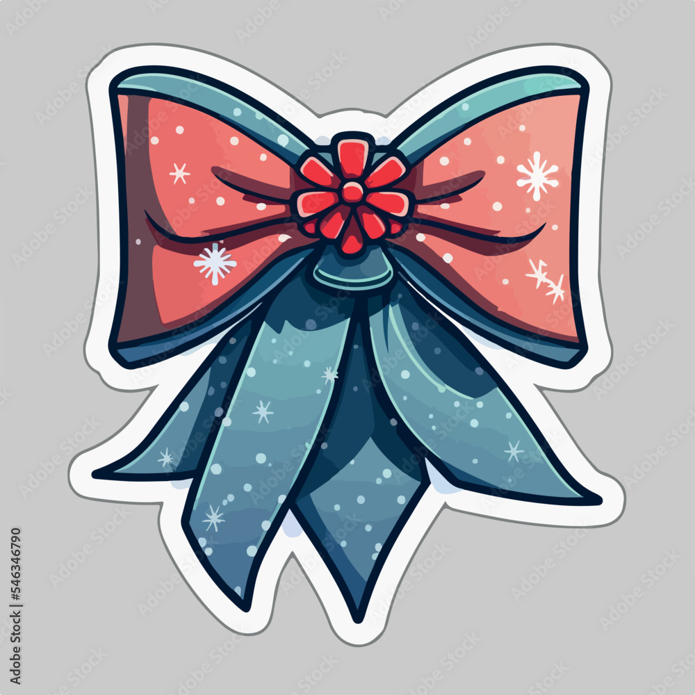 Christmas bow sticker, xmas bows stickers decoration. Winter collection Christmas bow sticker, xmas bows stickers decoration. Winter collection