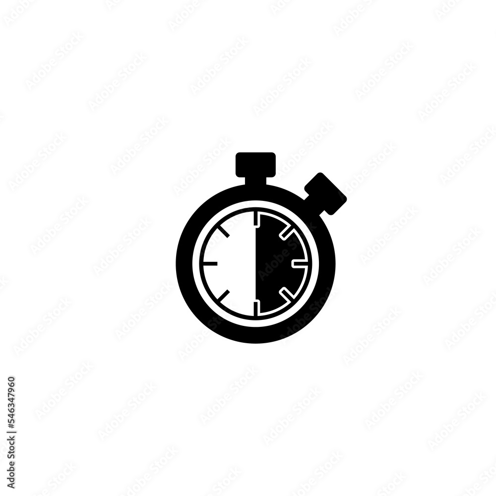 Stopwatch time glyph icon isolated on white background