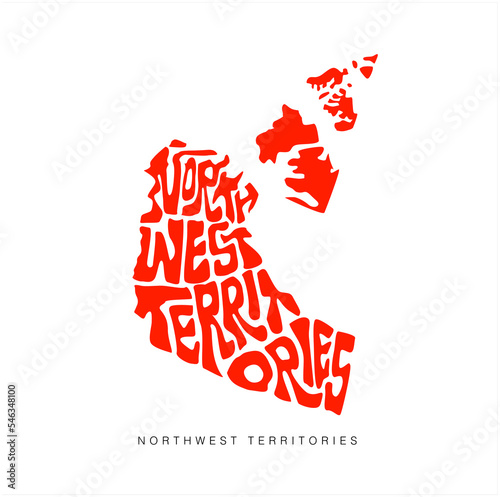 Northwest Territories map typography art. Northwest Territories map lettering. photo
