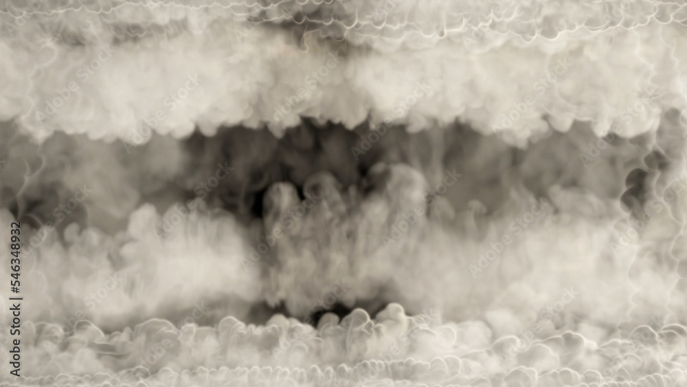 Top - bottom content frame of rich smoke, isolated - object 3D rendering