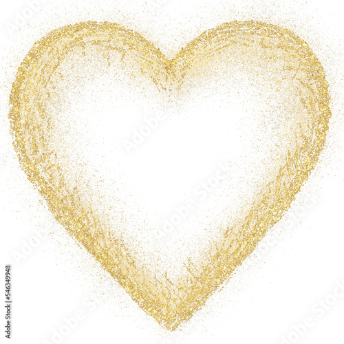 Gold heart  rainbow hand-drawn, golden heart glitter