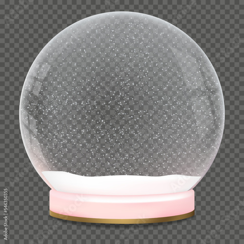 Snow Globe Crystal with Snowy isolated on Transparent Background,Vector illustration Design Element Magic Glass Ball for Merry Christmas or New Year, Winter,Xmas Gift