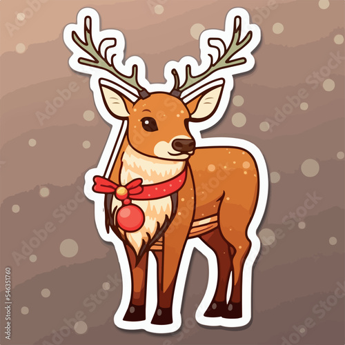 Wallpaper Mural Christmas deer sticker, xmas reindeer stickers pack. Winter holidays Torontodigital.ca