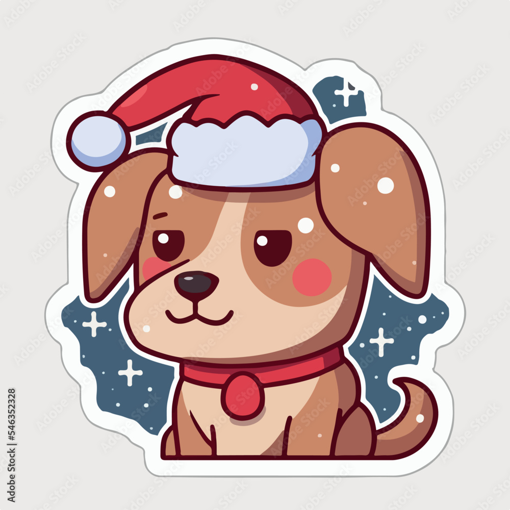 Sticker template with christmas dog, xmas puppy stickers collection. New-year holidays Sticker template with christmas dog, xmas puppy stickers collection. New-year holidays