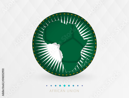 Football ball with African Union flag pattern, soccer ball with flag of African Union national team.