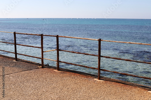 Security fence on the Mediterranean coast.