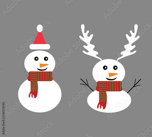Cute Santa Clauses with warm scarf and reindeer antlers