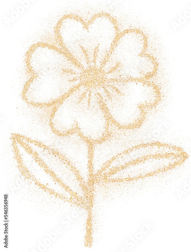 Flower glitter gold doodle transparent background
