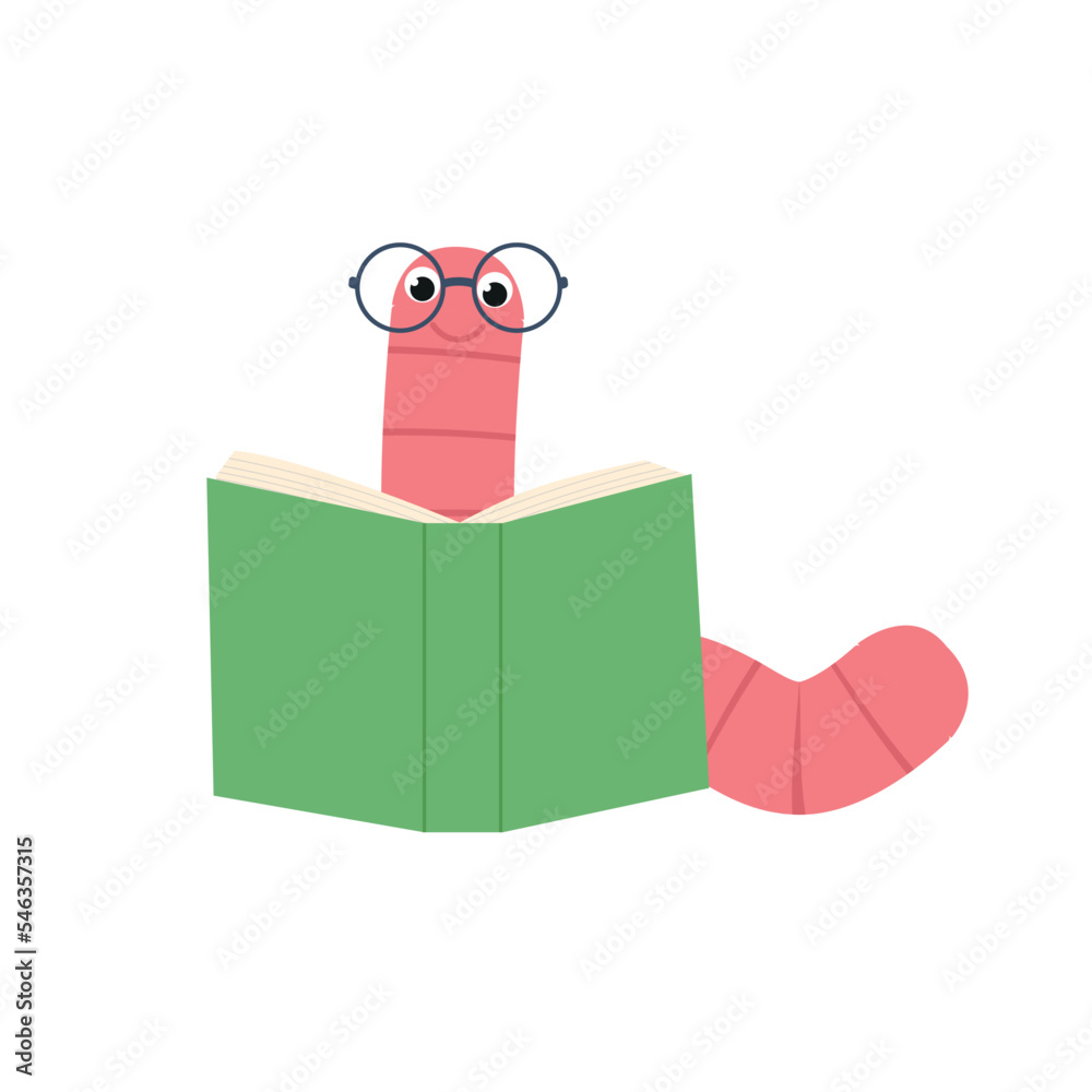 Ταπετσαρία A cute caterpillar bookworm worm cute cartoon character education mascot wearing
