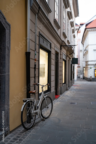 old bicycle in narrow the street