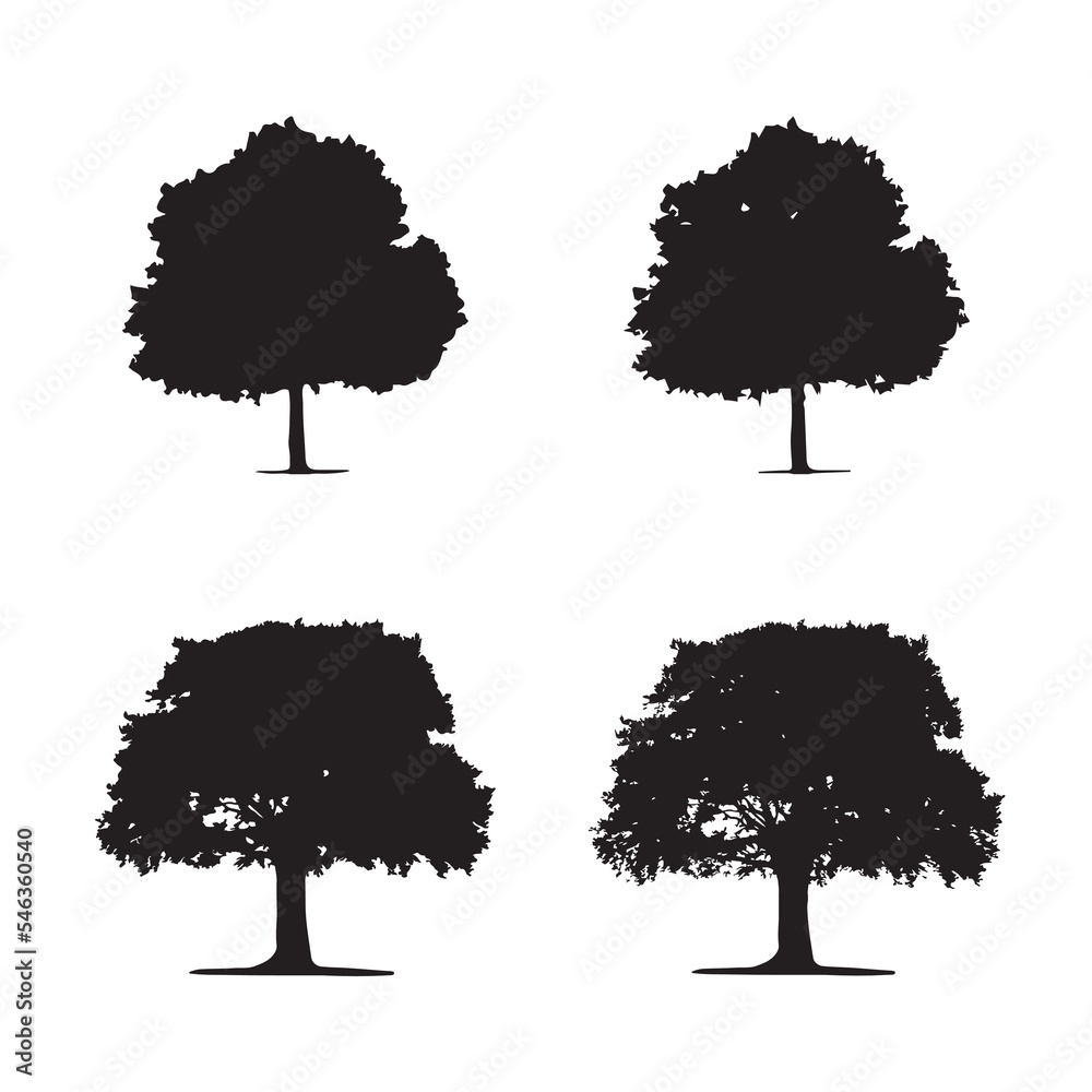 Tree silhouette isolated on white background vector illustration. Stock ...