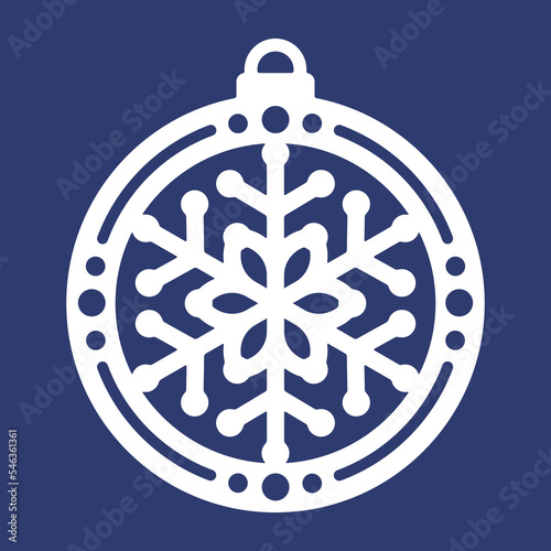 Laser cutting template of Christmas corner with snowflakes. Silhouette of openwork corner with lace ornament. Xmas tree decoration for wood cut out. Vector illustration on blue background.