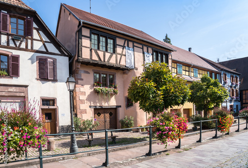 Half-timbered houses in Ribeauville , Alsace, France