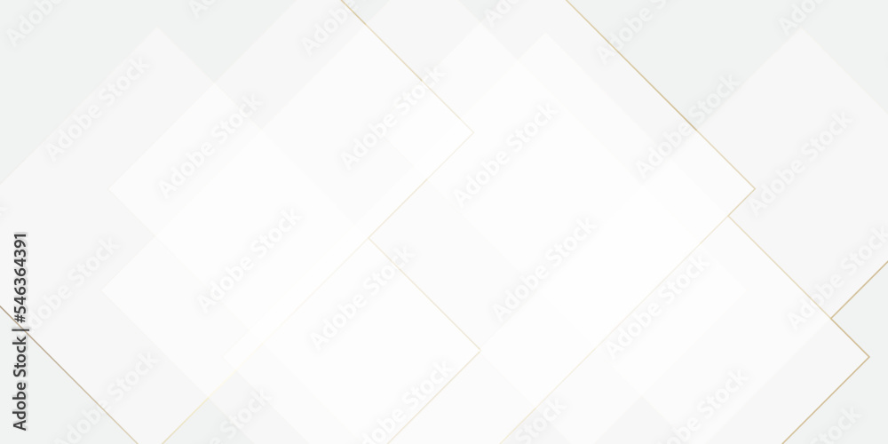 Abstract white and golden geometric overlapping square pattern, design of technology background. Vector illustration. You can use for poster, template, banner, wallpaper and many more.