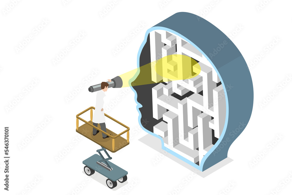 3D Isometric Flat Conceptual Illustration of Psychology 3D Isometric Flat Conceptual Illustration of Psychology