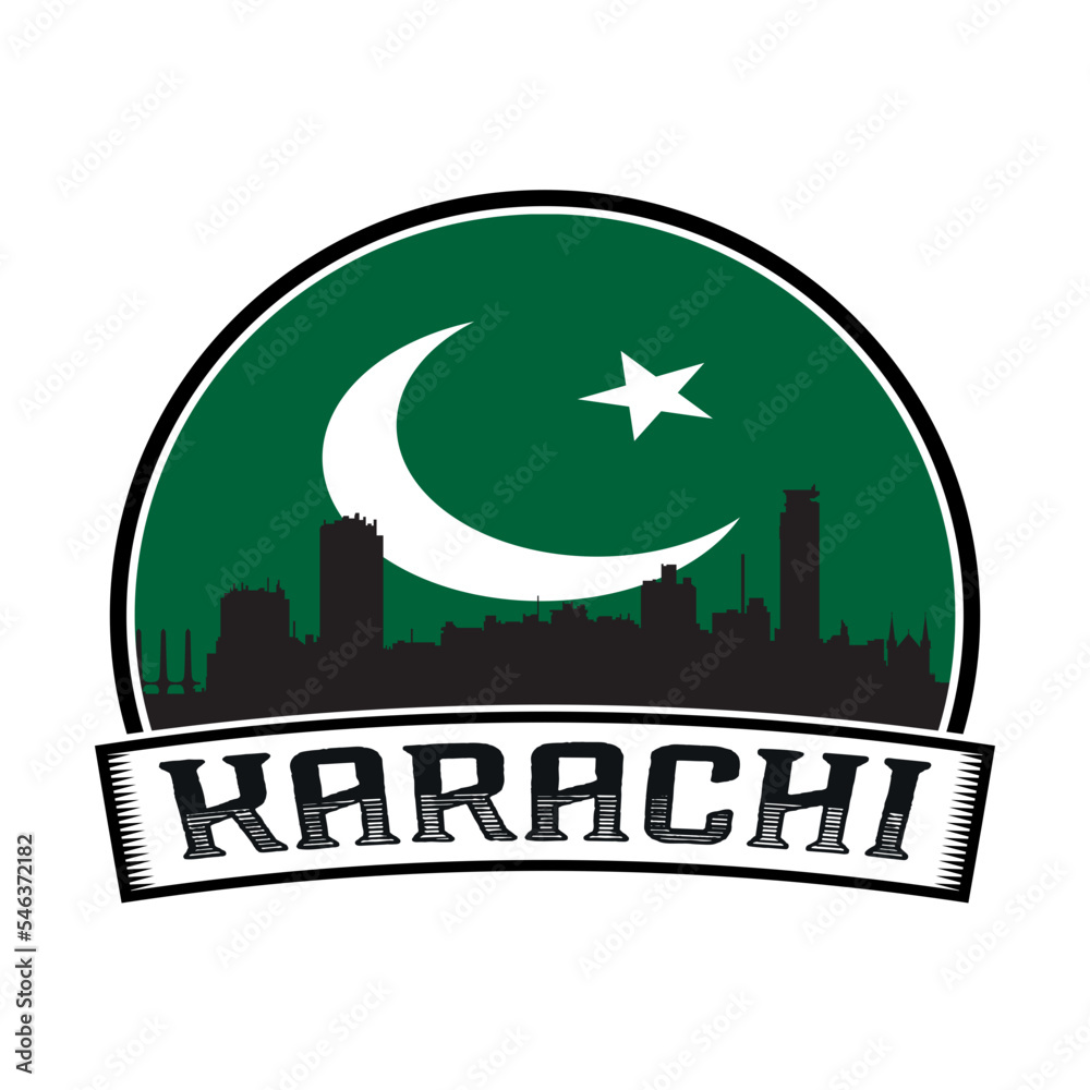 Karachi Pakistan Skyline Sunset Travel Souvenir Sticker Logo Badge