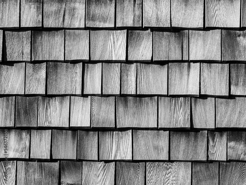 Wooden shingles black and white photo