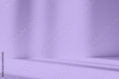 Fototapeta Naklejka Na Ścianę i Meble -  Abstract purple studio background for product presentation. Empty room with shadows of window. Display product with blurred backdrop.