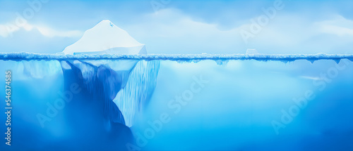 Foto Artistic concept illustration of a iceberg under the sea, background illustration