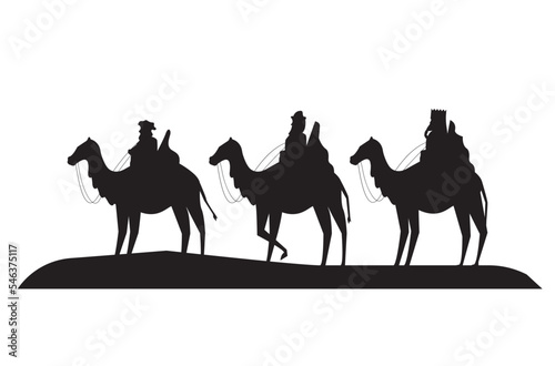 Valokuvatapetti wise men in camels silhouettes