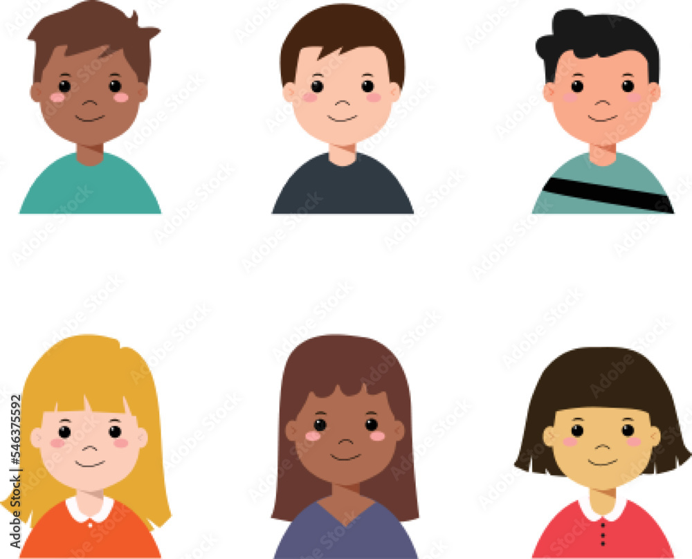 Characters of children set with clothes Characters of children set with clothes