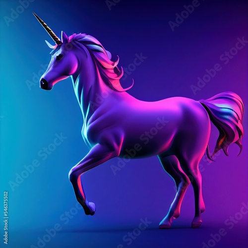 AI generated unicorn under the purple light