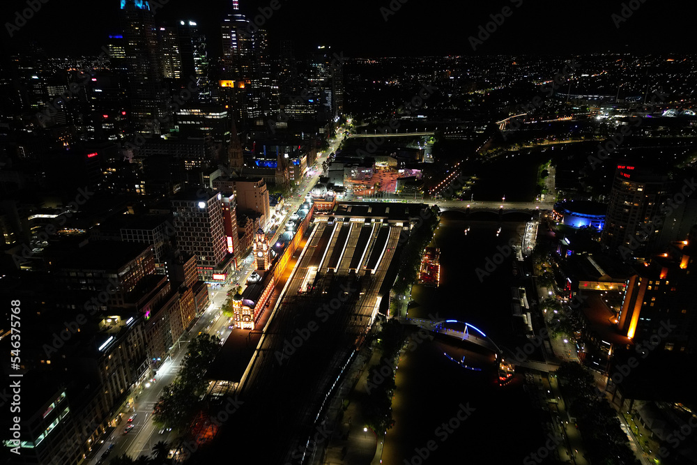 flinders street railway station at night, Melbourne Australia 