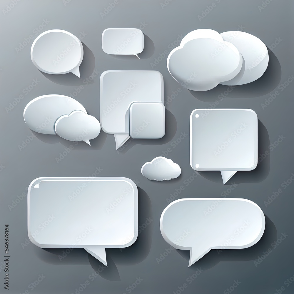 3d white speech bubble, social media chat message icon. Empty text ...