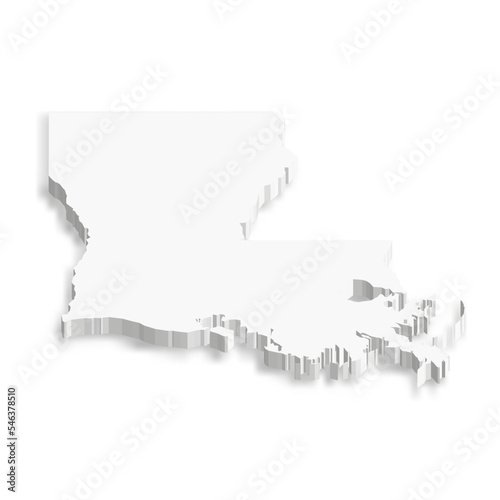 Louisiana, state of USA - white vector 3D map of country area.
