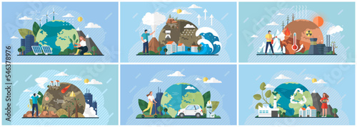 Obraz na płótnie Change climate scenes set with saving planet concept metaphor