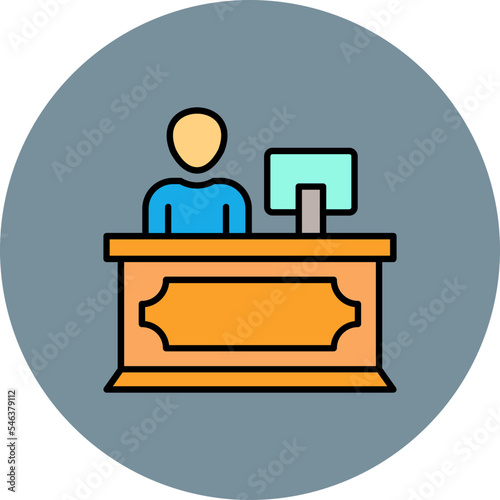 Reception Multicolor Circle Filled Line Icon